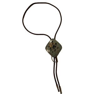 Bolo Tie With Metal And Dangling Link Chain On Braided Rope
